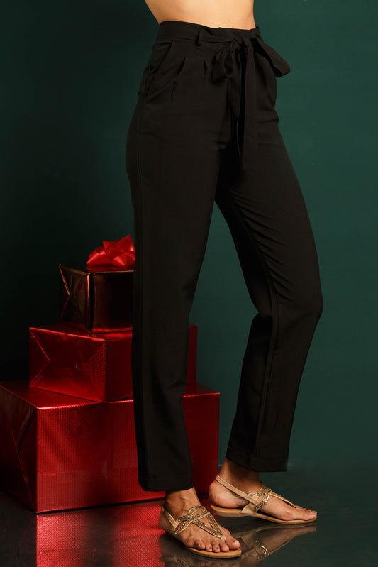 Semi fitted, belted Formal pants